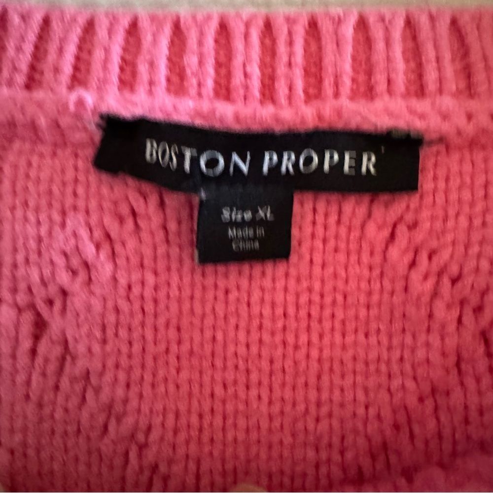 Boston Proper Embellished Cable Pullover Sweater Pink Carnation Size XL - Picture 5 of 8